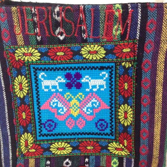 Jerusalem Hand Woven Tapestry Unisex Boho Bag - Picture 4 of 10
